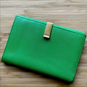 Prada Large Saffiano Green Leather Wallet